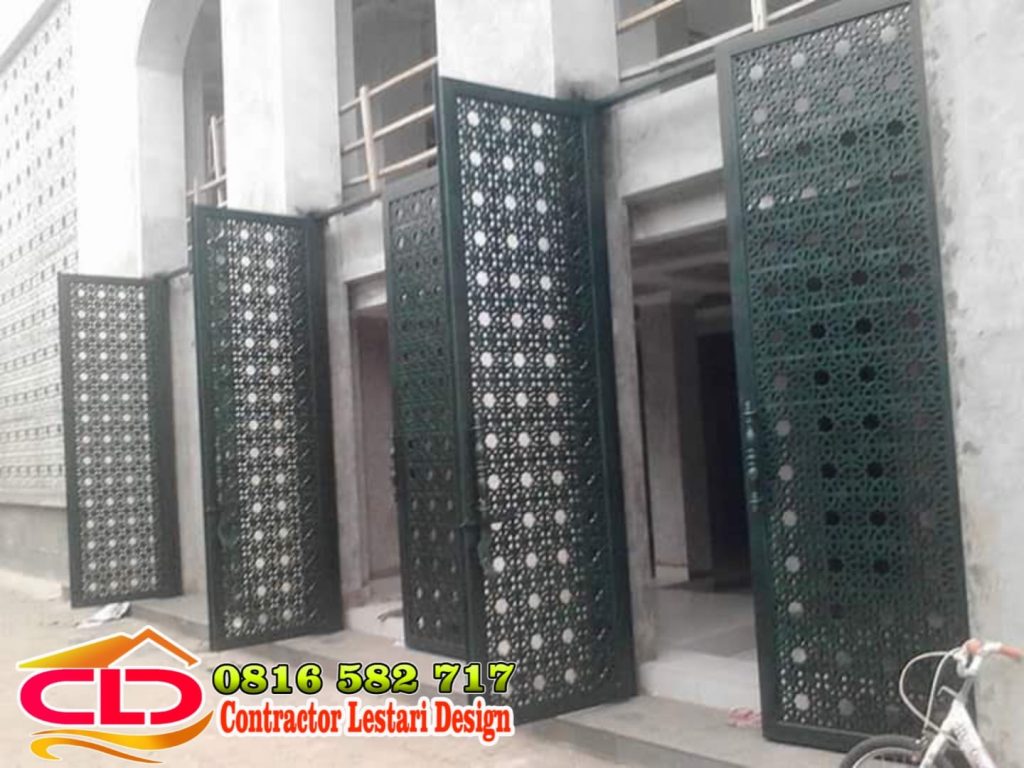 pintu pagar masjid, pagar besi tempa, pintu moderen klasik