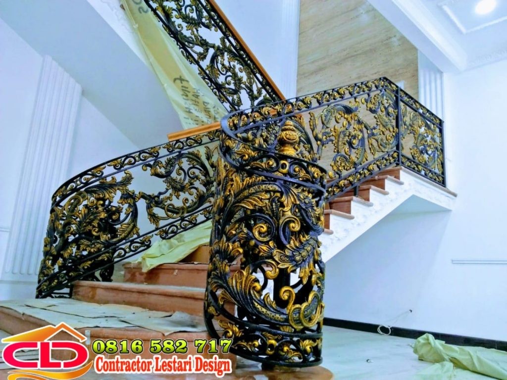 raiing tangga layang, railing tangga ulir, railing tangga mewah