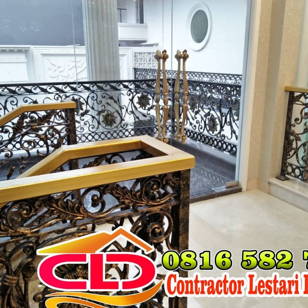 bengkel pagar mewah,railing balkon modern, railing tangga mewah, railing tangga sultan